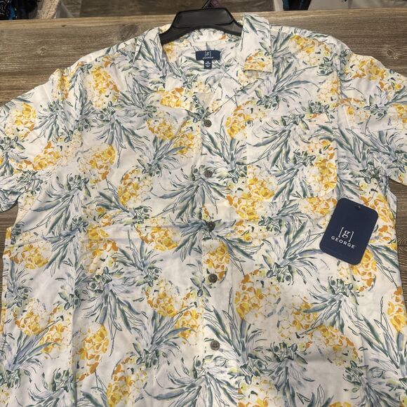 George Men's Relaxed Button Front Camp Shirt 2XL(50-52) Pineapple Print. New. - Picture 4 of 8
